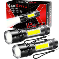 1 x RAW Customer Returns REHKITTZ flashlight multifunctional white, red, red-white flashing marker light , 2000 lumen super brightness LED 2 pieces , compact and durable, outdoor use, emergencies - RRP €10.07