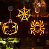 2 x RAW Customer Returns Decorative Window Light, Orange Decorative Lights Hanging Warm White Pumpkins Spiders Cobweb Decorative Lamp for Halloween Party Balcony - RRP €31.96