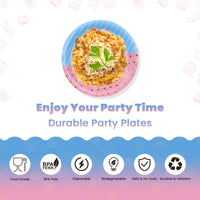 1 x Brand New AHPYEUHK Paper Plates Pack of 50 Party Plates 7 Party Tableware Set Children s Birthday Disposable Tableware Perfect for Parties and Celebrations Pink Blue  - RRP €9.99