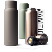 1 x RAW Customer Returns MAMEIDO thermos flask 1l with stainless steel mug, thermos flask stays hot for up to 12 hours, leak-proof insulated bottle 100 BPA free, coffee tea on the go Taupe Grey, 1000ml  - RRP €34.99