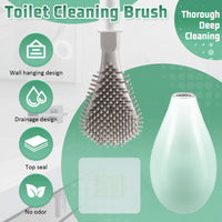 5 x Brand New Dasing Flexible toilet brush made of silicone, wall-mounted silicone brush head with container for quickly cleaning the toilet without drilling for deep cleaning green  - RRP €102.0