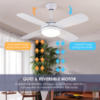 1 x RAW Customer Returns 107 cm ceiling fans with lights, white modern ceiling fan with remote control and app control, 6 speed, memory function, fan lamp ceiling for bedroom, living room - RRP €110.92