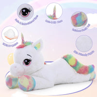 1 x RAW Customer Returns MorisMos Giant Unicorn Cuddly Toy XXL, 110cm White Large Unicorn Stuffed Animal Plush Toy, Soft Unicorn Toy Birthday Gift for Babies, Children - RRP €72.99