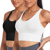 4 x Brand New Vertvie Women s Sports Bra Strong Hold with Padding Bustier Padded Without Underwire Fitness Bra Gym Push Up Yoga Sports Bra Top Sports Bra Cross Straps 1pc Black, L  - RRP €76.6