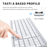 1 x RAW Customer Returns Bluetooth Keyboard, iClever Rechargeable Multi-Device Bluetooth 5.1 Keyboard with Stable Connection for Mac OS, Android, Windows Silver  - RRP €37.37