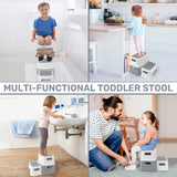 1 x RAW Customer Returns Ronipic Children s Step Stool 2 Steps, Stool Children s Bathroom Toilet, Children s Stool Bathroom with Non-Slip Feet and Surface, Multifunctional, Maximum Load 250 LBS Grey  - RRP €22.99