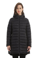 1 x RAW Customer Returns Giolshon Women s Reversible Puffer Jacket Winter Clothing Modern Padded Warm Lightweight Long Hooded Padded Foam Coat 207 Black XL - RRP €82.79