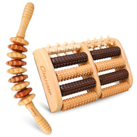 1 x RAW Customer Returns Foot massage wooden roller, fascia roller wood with handle Maderotherapy set anti cellulite foot massage wooden stick for legs, neck, body, 2 set, beech - RRP €32.95