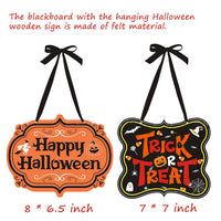 2 x Brand New MEZHEN Halloween Hanging Sign Trick or Treat Decoration Door Happy Halloween Decorations Wall Sticker Bat Window Halloween Pumpkin Party Decor - RRP €29.08