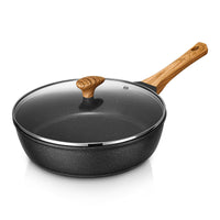 1 x RAW Customer Returns D.Perlla frying pan with glass lid 28 cm, height 8 cm, non-stick pan for all types of stoves, induction compatible, granite coating high-rim pan, PFOA-free, cast aluminum cooking pan, scratch-resistant - RRP €40.33