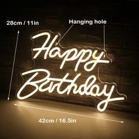 1 x RAW Customer Returns SIGNSHIP Happy Birthday Neon Sign Neon Sign Warm White LED Neon Light for Wall Decoration USB Power Letter Light Signs for Home Bedroom Birthday Party Decoration Birthday Gift - RRP €33.06