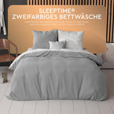 1 x RAW Customer Returns  Sleeptime 100 cotton bed linen 135cm x 200cm 4-piece white grey - soft non-iron duvet covers with zipper - two-tone bed linen set with 2 pillowcases 80cm x 80cm - RRP €44.0