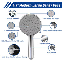 9 x Brand New WELAN shower head with hose, shower head water saving shower head pressure increasing, hand shower shower head rain shower with 6 jet types shower head for bathing cleaning tubs tiles pets 6 functions  - RRP €143.91