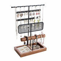 1 x Brand New KOADOA Jewelry Holder Organizer, Necklace Organizer, Earring Holder with Wooden Tray, Jewelry Stand, Jewelry Tower Rack for Bangles, Necklaces, Bracelets, Rings, Earrings - RRP €19.96