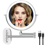 1 x RAW Customer Returns FASCINATE Rechargeable Cosmetic Mirror LED Lighting with 1X 5X Magnification, Dimmable Cosmetic Mirror Wall Mounted with 3 Colors Lights, 360 Rotation Extended Makeup Mirror - RRP €45.24