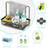 7 x RAW Customer Returns APEXCHASER Kitchen Sink Organizer Rack, Sink Tidy Kitchen Sink Organizer, Soap Dispenser with Storage Space for Scrubbers, Sponges and Brushes in Kitchen and Bathroom, Black - RRP €116.41