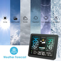 1 x RAW Customer Returns Herboom wireless weather station with outdoor sensor with weather forecast, with 7.4 inch VA display and outdoor sensor for temperature, humidity, wind, air pressure - battery operation and mains operation, black - RRP €43.36