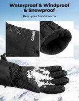 1 x RAW Customer Returns KEMIMOTO Ski Gloves Men Women Waterproof Winter Gloves with 3 Touch Screens, Adjustable Buckle, Snowboard Gloves for Skiing, Ice Skating, Cycling Black  - RRP €24.19