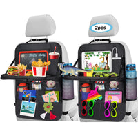 1 x RAW Customer Returns LUUGUYI Car Seat Organizer Children, 2 Pack Backrest Protector Car Children, Large Capacity Car Oganizer with Folding Table and Tablet Storage, Waterproof Seat Protector Backrest for Car - RRP €31.99