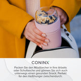 1 x RAW Customer Returns Coninx muesli cup to go - yoghurt cup to go for fresh meals on the go - yoghurt cup leak-proof with 2 dividers - versatile muesli to go cup for work, school, kindergarten pink  - RRP €21.16