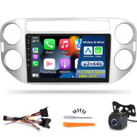 1 x RAW Customer Returns 2 64G Android car radio for VW Tiguan 2006-2016, wireless Apple Carplay and Android Auto, 9 inch 2.5D touchscreen radio, GPS WiFi HiFi FM Bluetooth steering wheel control AHD reversing camera and microphone - RRP €181.5