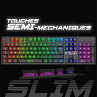 1 x RAW Customer Returns SPIRIT OF GAMER x PRO K1 Wired Semi Mechanical Gaming Keyboard PC Layout AZERTY French 26 anti-ghosting keys 3 RGB backlight modes Slim USB gaming keyboard - RRP €21.9