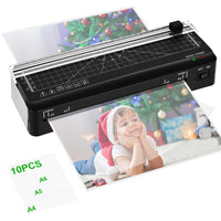 1 x RAW Customer Returns Laminator, Laminator A4 70 Sec Fast Warm-up Laminating Machines with Paper Cutter and Laminating Pouches A4 A5 A6 for Home Use Office School Photos - RRP €29.99