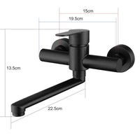 1 x RAW Customer Returns HomeLava 360 Rotatable Kitchen Faucet Wall Mounted Kitchen Faucet Mixer Taps Wall Fitting Wall Fitting Single Lever Mixer Stainless Steel Brushed Black Spout 225mm - RRP €69.99