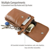 1 x RAW Customer Returns befen mobile phone case for hanging women, genuine leather mobile phone case with wallet for hanging, small shoulder bag for women with long strap and key ring for phone under 6.7 inches, brown - RRP €34.99