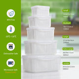 1 x RAW Customer Returns Luxear food storage containers fruit vegetables with lid sieve, storage containers set of 5 5.8L 3.8L 2.3L 1.3L 0.7L BPA free, food storage boxes tightly separable, refrigerator organizer set white - RRP €34.21