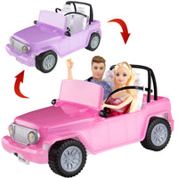 2 x Brand New Color Change Convertible Jeep, Doll Jeep for 11 Inch Fashion Dolls, Purple to Pink Under Sunshine, Doll Cars with 2 Seats and Rolling Wheels, Toys for Kids Ages 3-9 - RRP €64.88