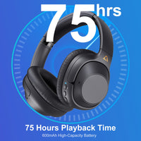 1 x RAW Customer Returns YMOO Over Ear Headphones Bluetooth 5.2 Active Noise Canceling for Airplane, Wireless Headphones HD Audio Quality, 75 Hours Work, 10m Working Distance Foldable Headphones for TV PC Tablet - RRP €69.99