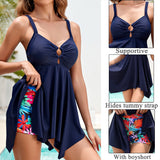 12 x Brand New Women s 2 Piece Swimsuit Tankini Ruffle Backless Push Up Bikini Set Beachwear with Sling Shorty Swimwear,Blue Flower M - RRP €273.6