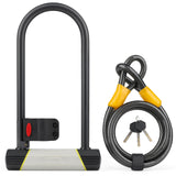 1 x RAW Customer Returns SUNYA Anti-Theft Bicycle Lock, Bike Lock, 180x320mm U-lock for bicycles 1500mm Cable. 1 x Road Mountain Bike Mounting Bracket - RRP €39.99