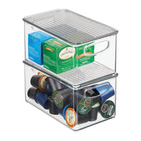 1 x RAW Customer Returns mDesign set of 2 storage boxes with handles refrigerator box with lid for food storage shelf made of BPA-free plastic for the kitchen or refrigerator transparent grey - RRP €39.99