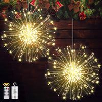 1 x RAW Customer Returns yowin fairy lights fireworks 2 pieces 180 LED Christmas lights battery operated, 8 modes waterproof Christmas decoration window with remote control, timer for outside inside garden Christmas decoration - RRP €20.16