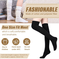 1 x RAW Customer Returns SATINIOR Extra Long Socks Thigh High Cotton Socks Extra Long Boot Socks for Girls Women Black, Dark Grey, White, 3  - RRP €19.15