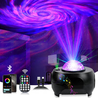 2 x RAW Customer Returns URAQT room projector, 3-in-1 LED starry sky projector, planetary projector with app control, 28 light effects, galaxy projector, 3D ocean wave sky light with RGB dimming Bluetooth speaker - RRP €41.88