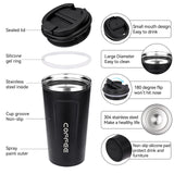 1 x RAW Customer Returns ERBO coffee mug to go, thermal mug Edelsthal, leak-proof coffee cup coffee mug with lid, coffee cup thermal mug for on the go, environmentally friendly, black 510 ml - RRP €14.11