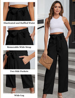 1 x RAW Customer Returns Niwicee Pants Women Summer Palazzo Pants High Waist Stretchy Lounge Pants With Pockets Marlene Pants Women Elegant Summer Women s Pants With Elastic Band-Black-XXL - RRP €34.99