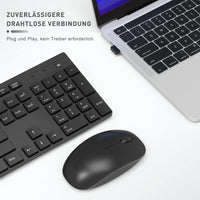 1 x RAW Customer Returns seenda Wireless Keyboard and Mouse Set, Full Size Wireless Keyboard with USB Receiver, Quiet with 1400 DPI, QWERTY Layout for Computer, Laptop, Windows, MacOS Black  - RRP €23.18