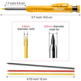 1 x RAW Customer Returns Hiboom 3 Deep Hole Marker Pencils Carpenter s Pencils with 21 Leads Oil-Based Mechanical Pencil with Built-in Sharpener Construction Site Pens with Design Yellow, Red, Black Cover  - RRP €15.99