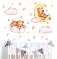 1 x RAW Customer Returns WONDER MURALS Wall tattoo wall sticker bear baby room children s room baby girl teddy bear clouds stars moon decoration wall decoration wall sticker stick on yourself - RRP €23.33