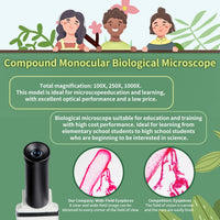 1 x RAW Customer Returns Microscope suitable for children and adults - transmitted light and reflected light microscope - with cross table for object movement and extensive accessories - RRP €123.6