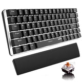 1 x RAW Customer Returns Mechanical Keyboard Wrist Rest AK33 White LED Backlit USB Cable Gaming Mechanical Keyboard, 82 Key Compact Keyboard PU Leather Memory Foam Wrist Rest for Gamers Brown Switch, Black  - RRP €35.56