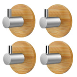 1 x RAW Customer Returns Atuful Bamboo Stainless Steel Towel Holder Self Adhesive Wooden Towel Holder for Bathroom Kitchen Living Room Office 4 Pack  - RRP €21.6