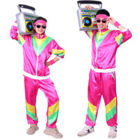 1 x RAW Customer Returns Alaiyaky 80s 90s Clothing Set, Tracksuit Set with Jacket, Pants, Armband, Glasses, 90s Retro Clothing, for Bathroom, Party, Carnival Red, L  - RRP €24.48