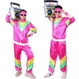 1 x RAW Customer Returns Alaiyaky 80s 90s Clothing Set, Tracksuit Set with Jacket, Pants, Armband, Glasses, 90s Retro Clothing, for Bathroom, Party, Carnival Red, L  - RRP €24.48