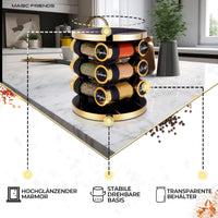 1 x RAW Customer Returns magic friends round spice rack with 12 round spice jars - 360 rotating spice carousel made of stainless steel, spice organizer and spice holder with - RRP €25.2