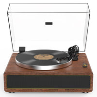 1 x RAW Customer Returns Retrolife record player with integrated speakers Belt drive 33 45 rpm vinyl record player Supports Bluetooth playback with auto-stop function RCA out and AUX-in Yellow-brown - RRP €189.99